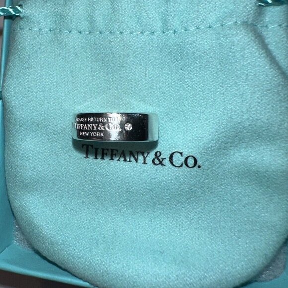 Like New, Authentic Tiffany & Co. Return To Tiffany 2 Diamond Ring Silver Ring - Picture 3 of 5
